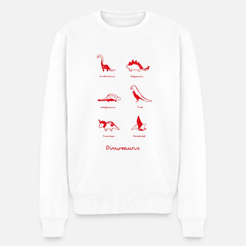Dinosaurier - Männer Premium Bio Pullover - Weiß