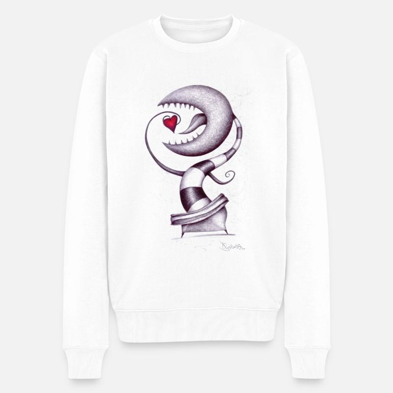 Fleischfressende Pflanze frisst Liebe - Männer Premium Bio Pullover - Weiß