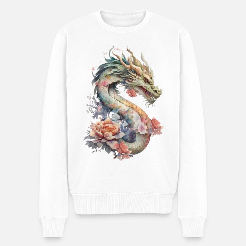 Chinesischer Drache - Männer Premium Bio Pullover - Weiß