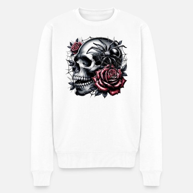 Une danse entre les têtes de mort et les roses - Pull Premium bio Homme - blanc