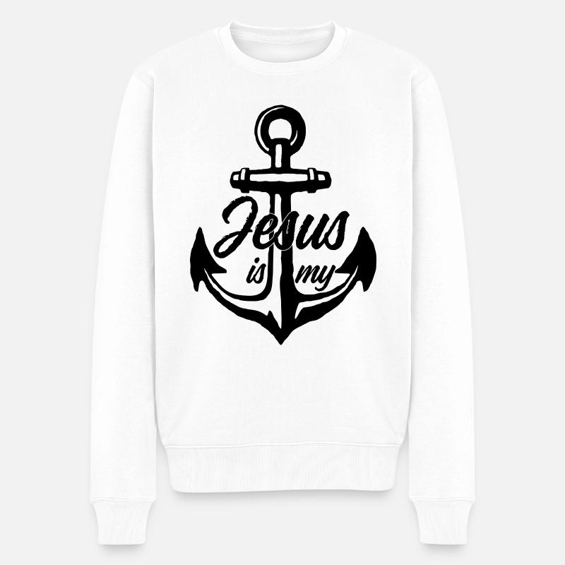 JESUS MY ANCHOR SOUL - Pull Premium bio Homme - blanc