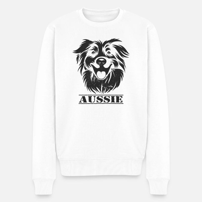 Aussie - Männer Premium Bio Pullover - Weiß
