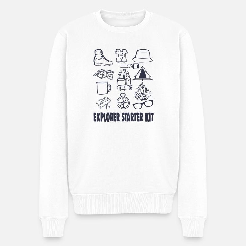 EXPLORER STARTER KIT - Männer Premium Bio Pullover - Weiß