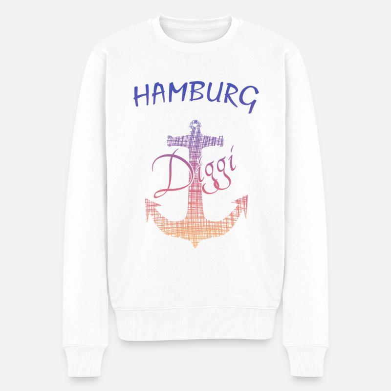 Anker Hamburg Diggi - Männer Premium Bio Pullover - Weiß