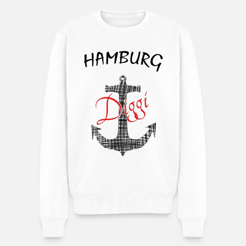 Hamburg Diggi - Männer Premium Bio Pullover - Weiß