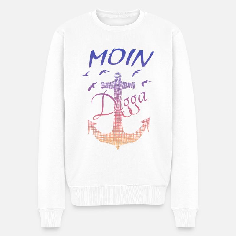 Moin - Männer Premium Bio Pullover - Weiß