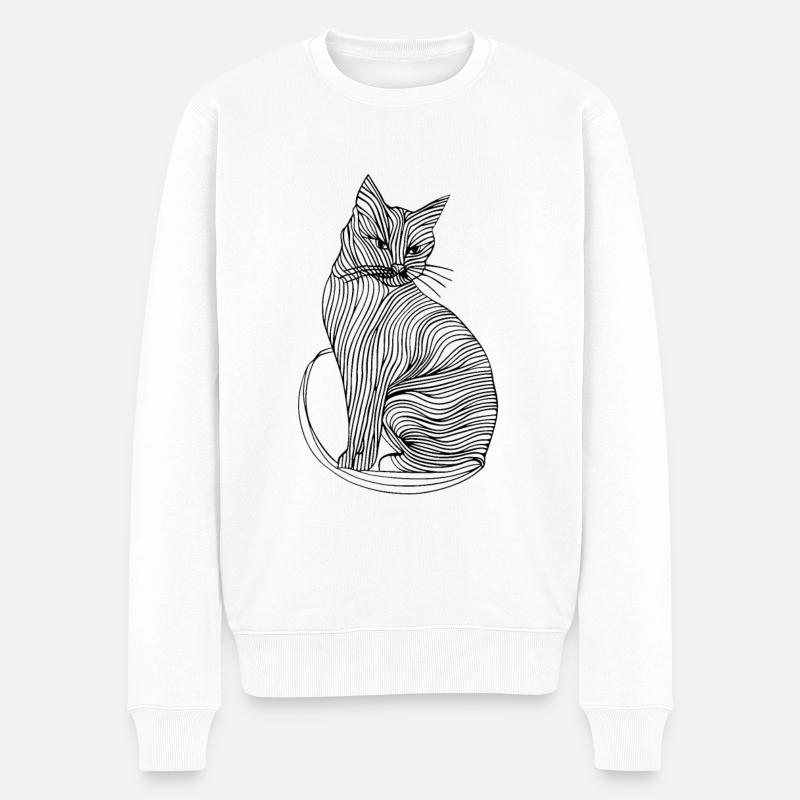 Lignes art chat #cat - Pull Premium bio Homme - blanc