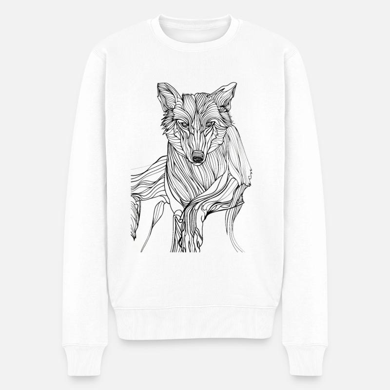 Lignes art loup #wolf - Pull Premium bio Homme - blanc