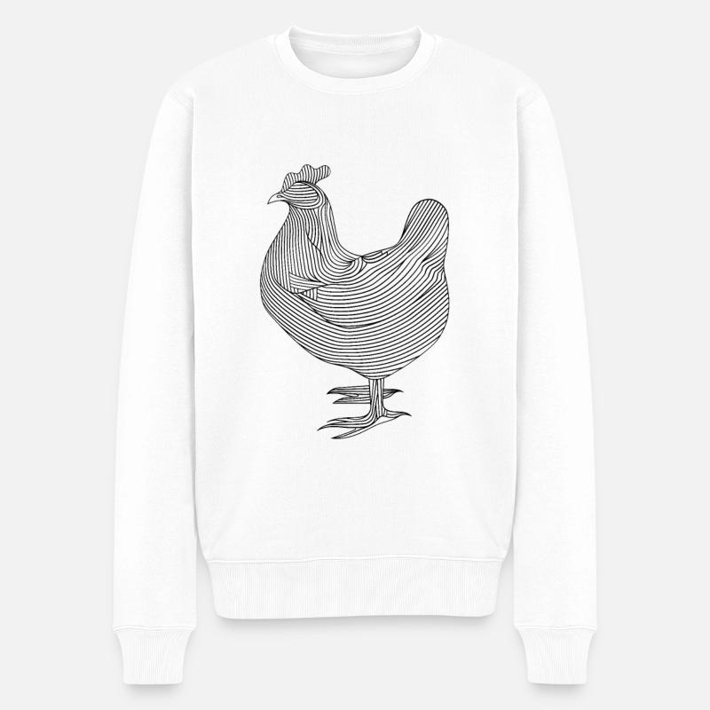 Linien Kunst Huhn #chicken - Männer Premium Bio Pullover - Weiß