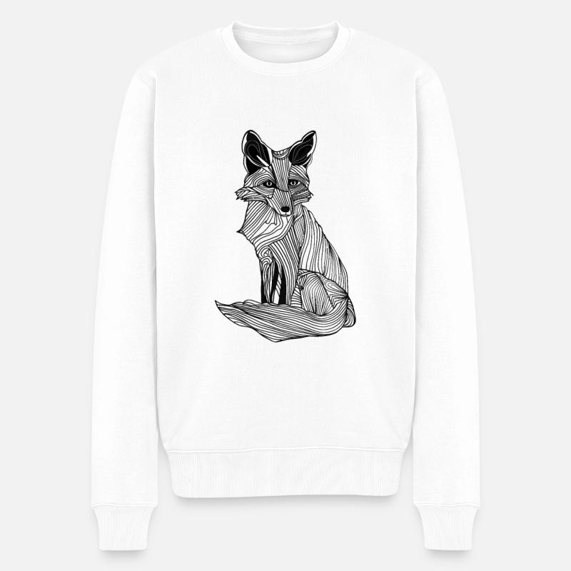 Lignes art renard #fox - Pull Premium bio Homme - blanc