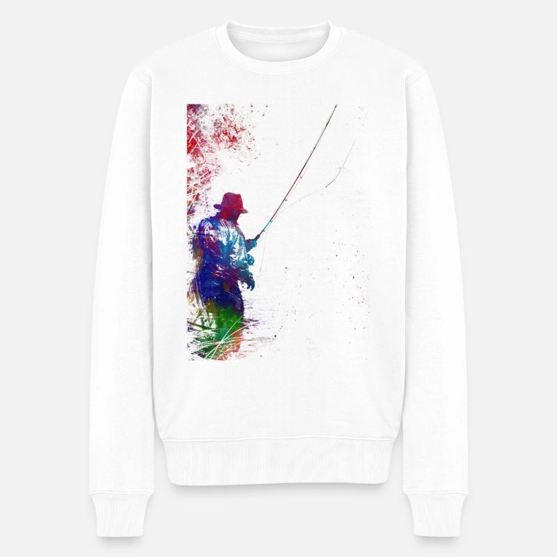Angelsport Kunst #fishing - Männer Premium Bio Pullover - Weiß