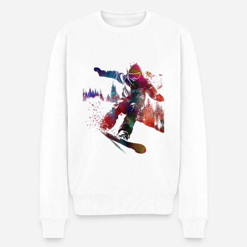 Snowboard-Sportkunst #snowboard - Männer Premium Bio Pullover - Weiß