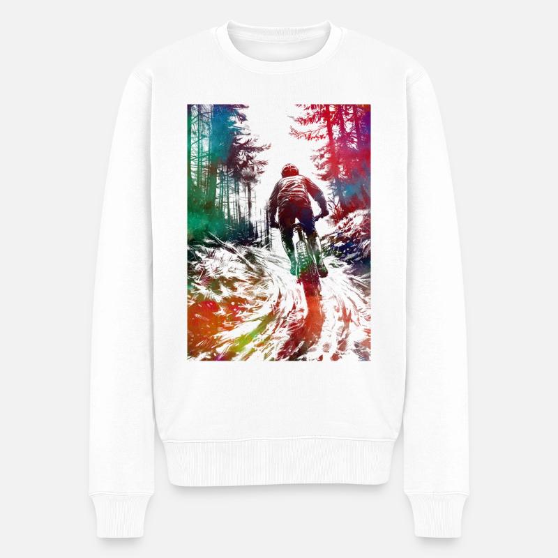 Mountainbiker Sport Kunst - Männer Premium Bio Pullover - Weiß
