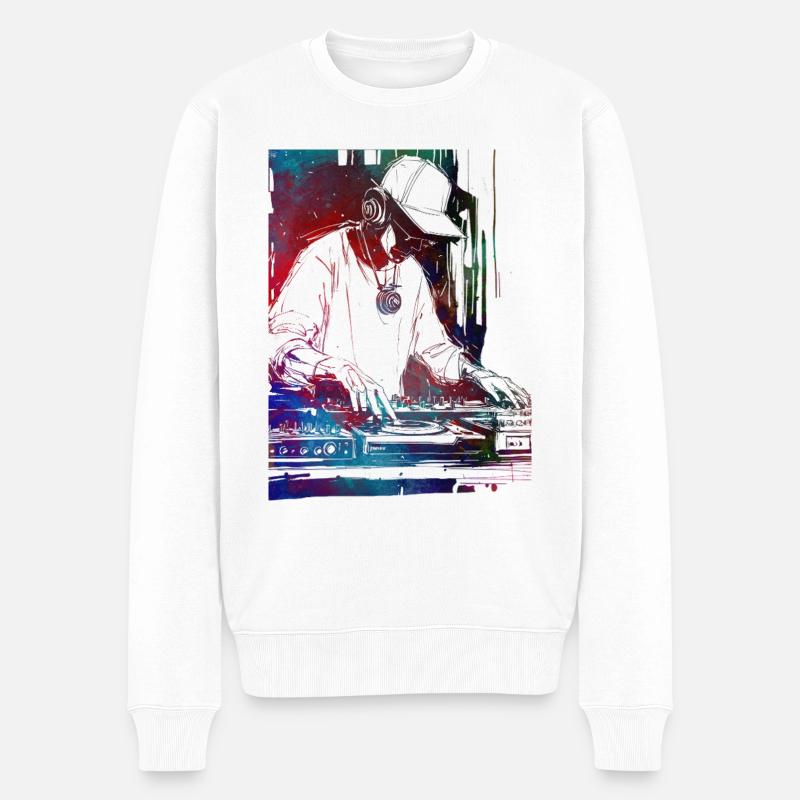 DJ-Musikkonsole - Männer Premium Bio Pullover - Weiß