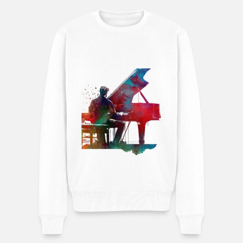 Pianist Musik Kunst - Männer Premium Bio Pullover - Weiß