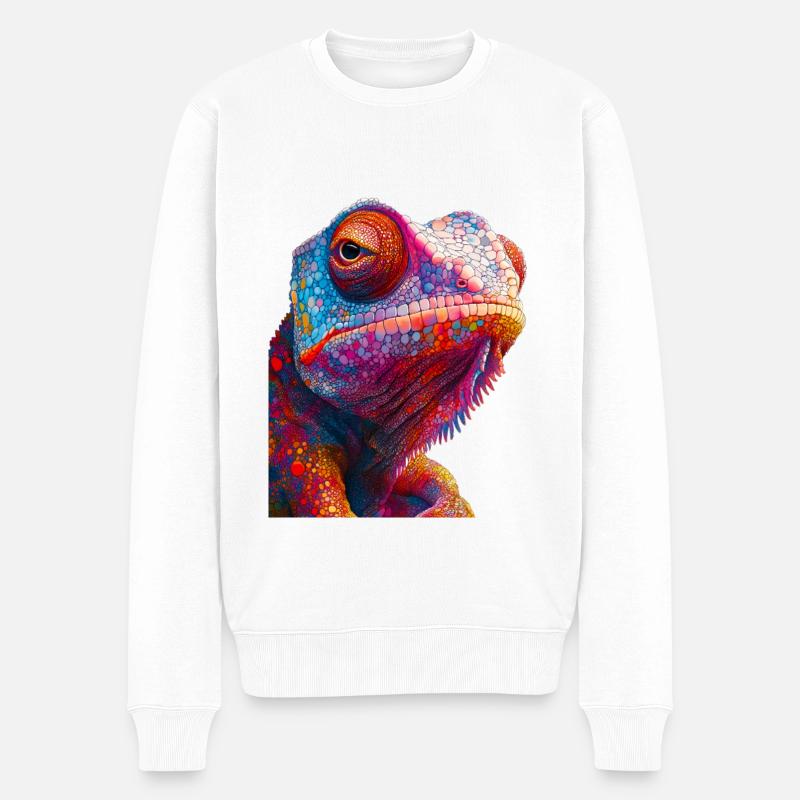 Chamäleon - Männer Premium Bio Pullover - Weiß