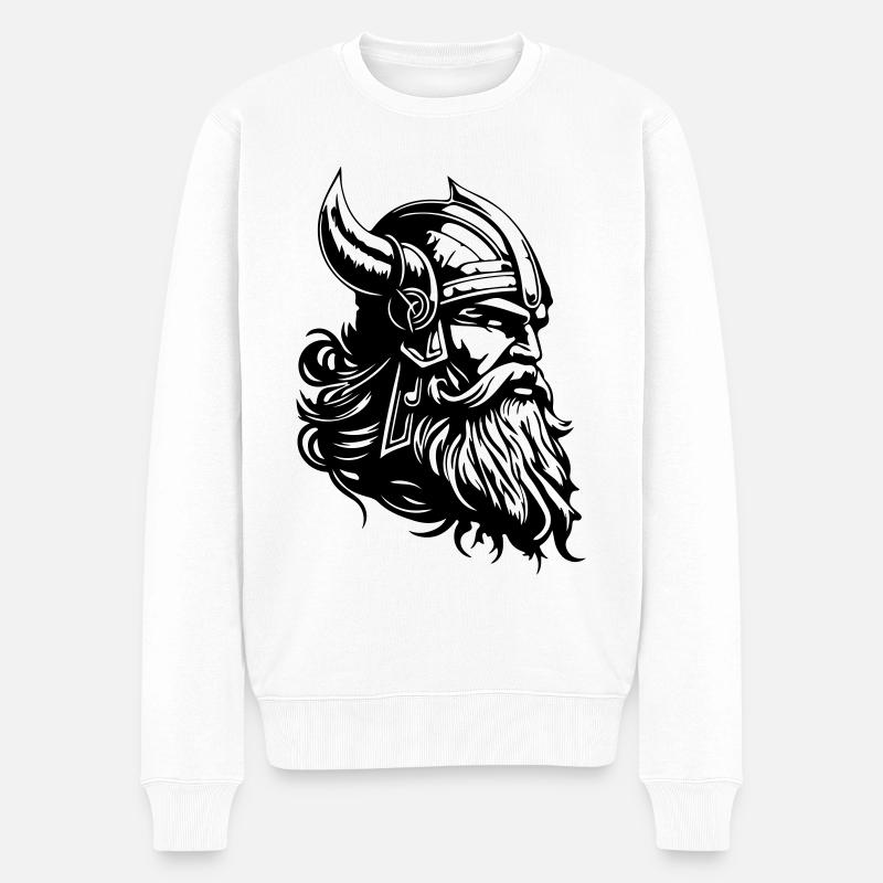 Wikinger Kopf Krieger Viking - Männer Premium Bio Pullover - Weiß