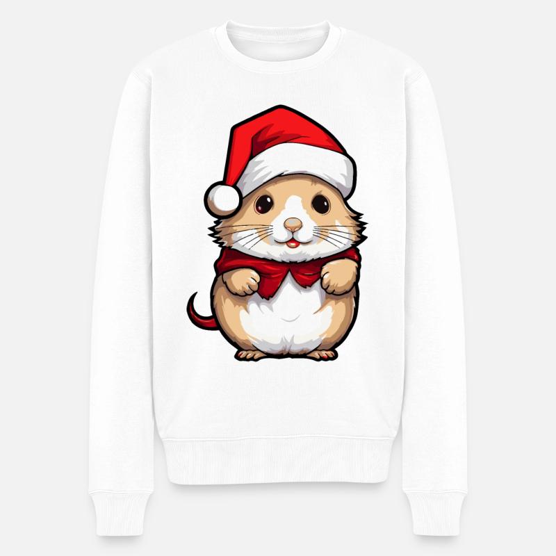 Hamster Niedlich Weihnachten Weihnachtlich Tier - Männer Premium Bio Pullover - Weiß