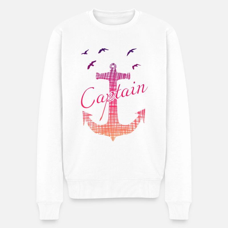 Captain sailing boat - Männer Premium Bio Pullover - Weiß