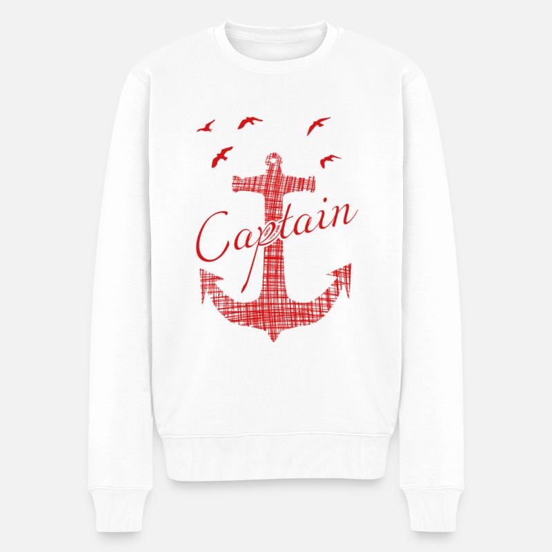Captain - Männer Premium Bio Pullover - Weiß