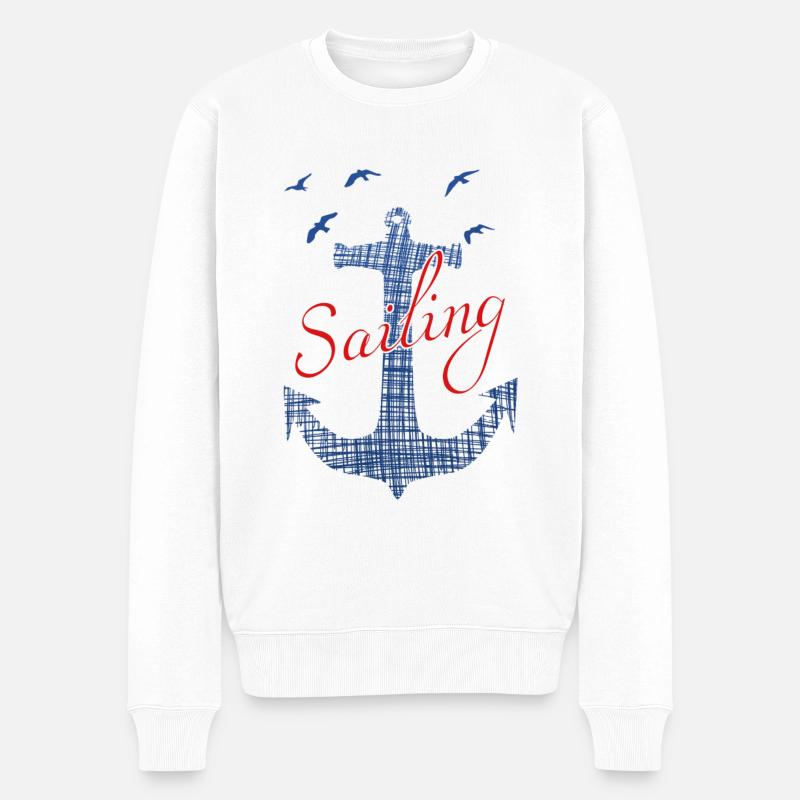 Segeln - Männer Premium Bio Pullover - Weiß