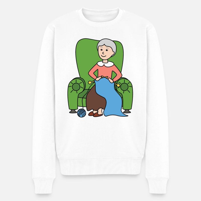 Oma Stricken - Männer Premium Bio Pullover - Weiß