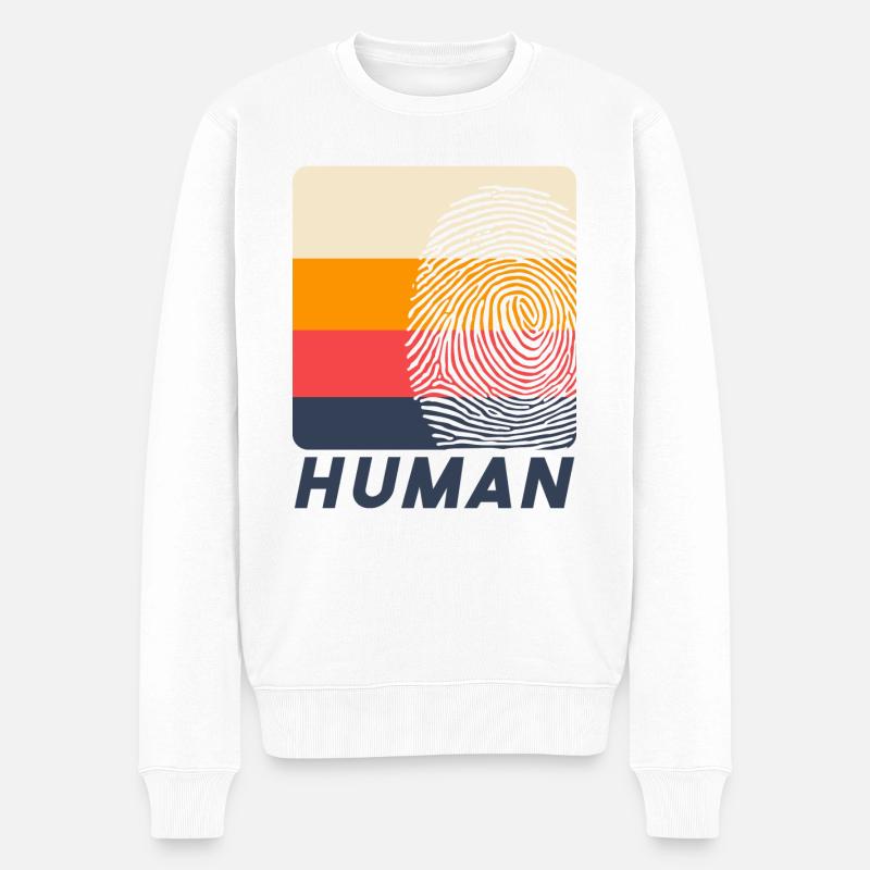 Human Fingerprints - Männer Premium Bio Pullover - Weiß