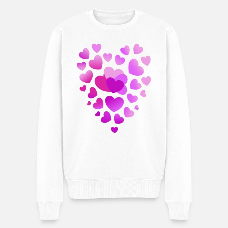 rosa Herzen pinkes Herz - Männer Premium Bio Pullover - Weiß