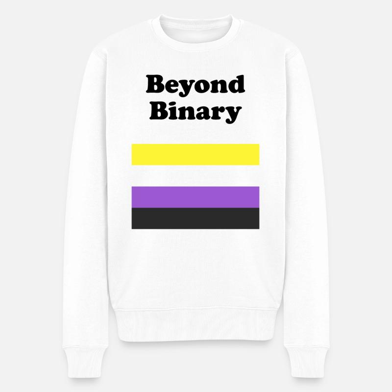 Non Binary Flag Beyond Binary - Men's Premium Organic Jumper - white