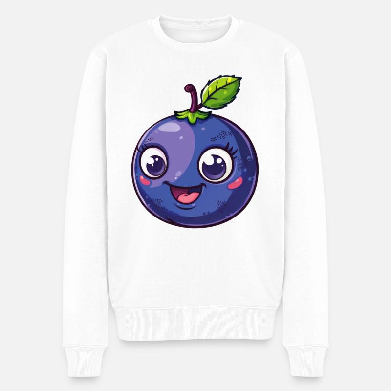 Süße Blaubeere Comic - Männer Premium Bio Pullover - Weiß