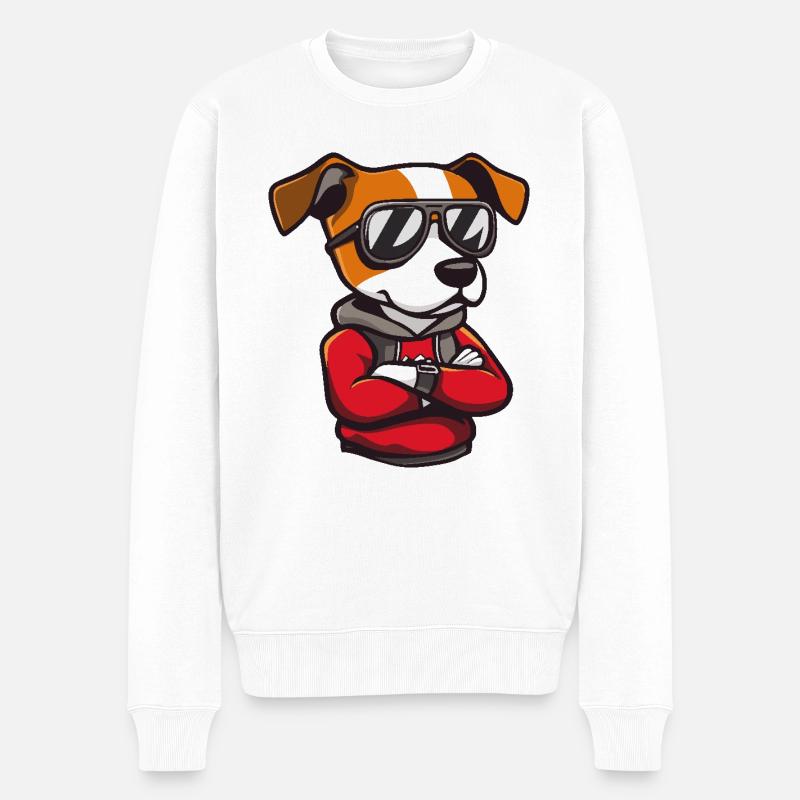 hund sonnenbrille - Männer Premium Bio Pullover - Weiß