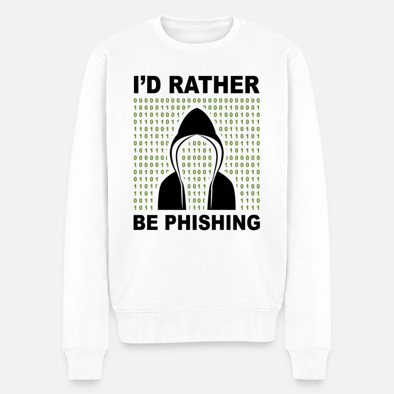 i´d rather be phishing Hacker Code Progammierer - Männer Premium Bio Pullover - Weiß