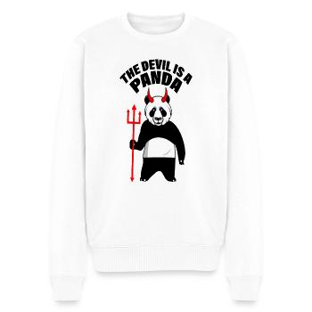 diable satan m'aime panda diable l'enfer aime - Pull Premium bio Homme - blanc - Devant - Thijin (182cm)