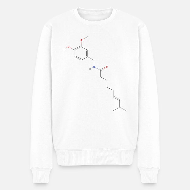 Capsaicin Molekül - Farbige Strukturformel - Männer Premium Bio Pullover - Weiß