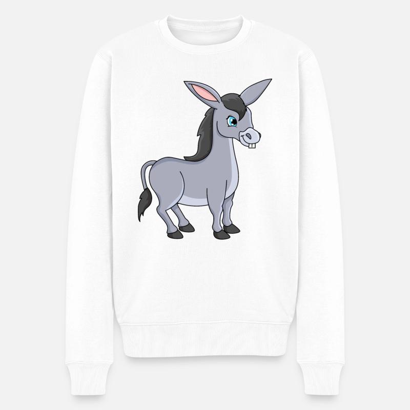 Esel Cartoon - Männer Premium Bio Pullover - Weiß