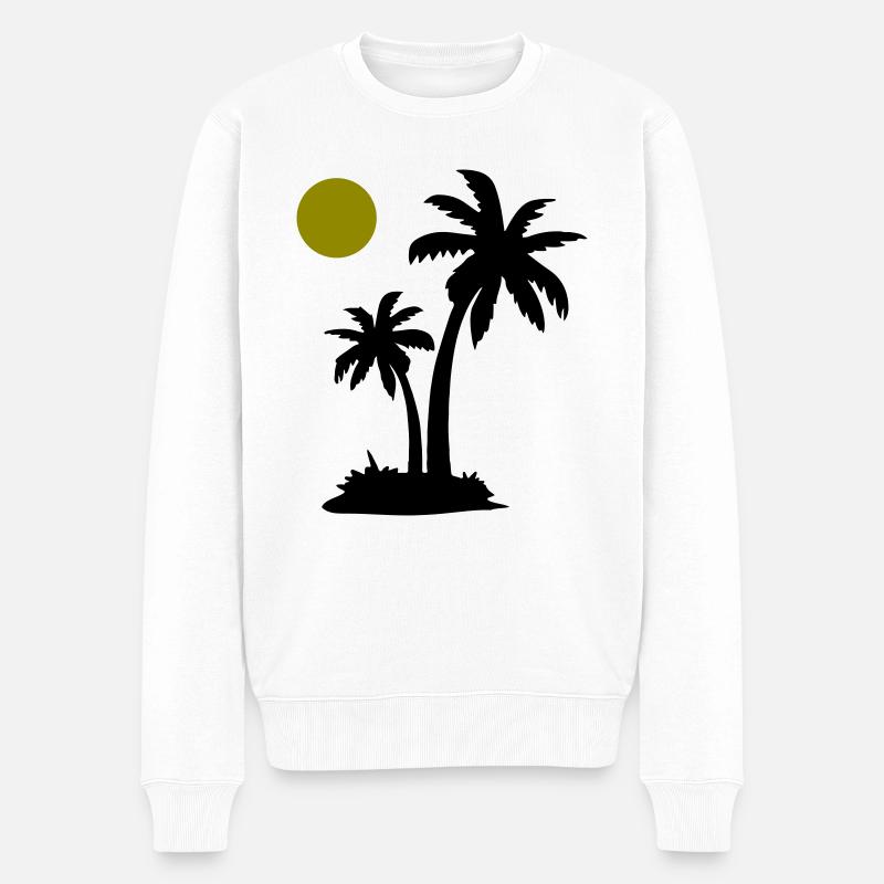 Palmen - Männer Premium Bio Pullover - Weiß