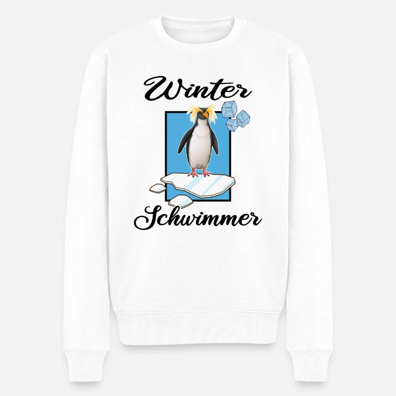 Eisbaden Winterschwimmer Eiswasser Winterbaden - Männer Premium Bio Pullover - Weiß