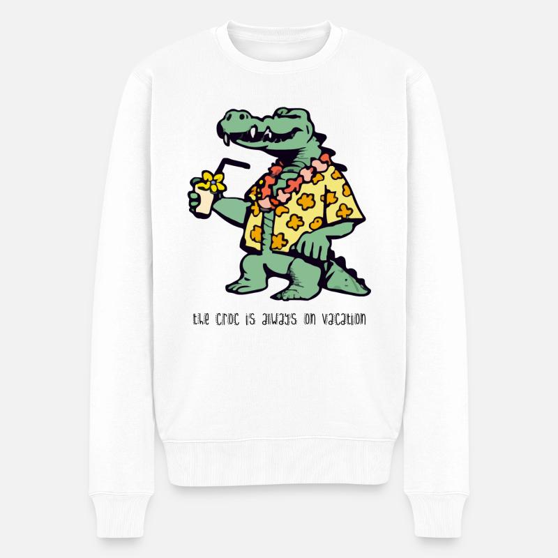 Hapi le crocodile en vacances - Pull Premium bio Homme - blanc