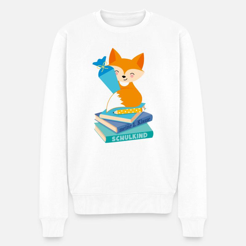 Fuchs Schulkind - Männer Premium Bio Pullover - Weiß