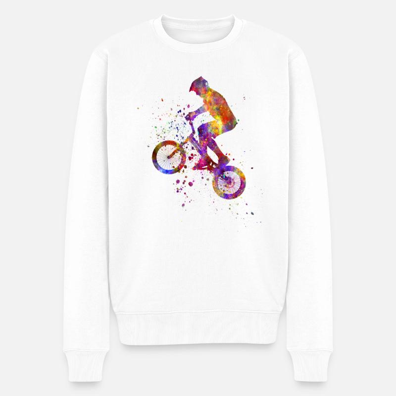 BMX-Radfahrer Fahrrad - Männer Premium Bio Pullover - Weiß