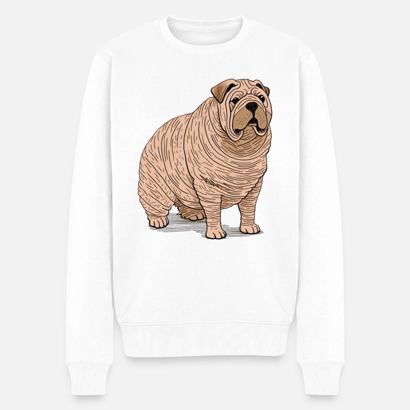 Illustration comique de chien brun - Pull Premium bio Homme - blanc
