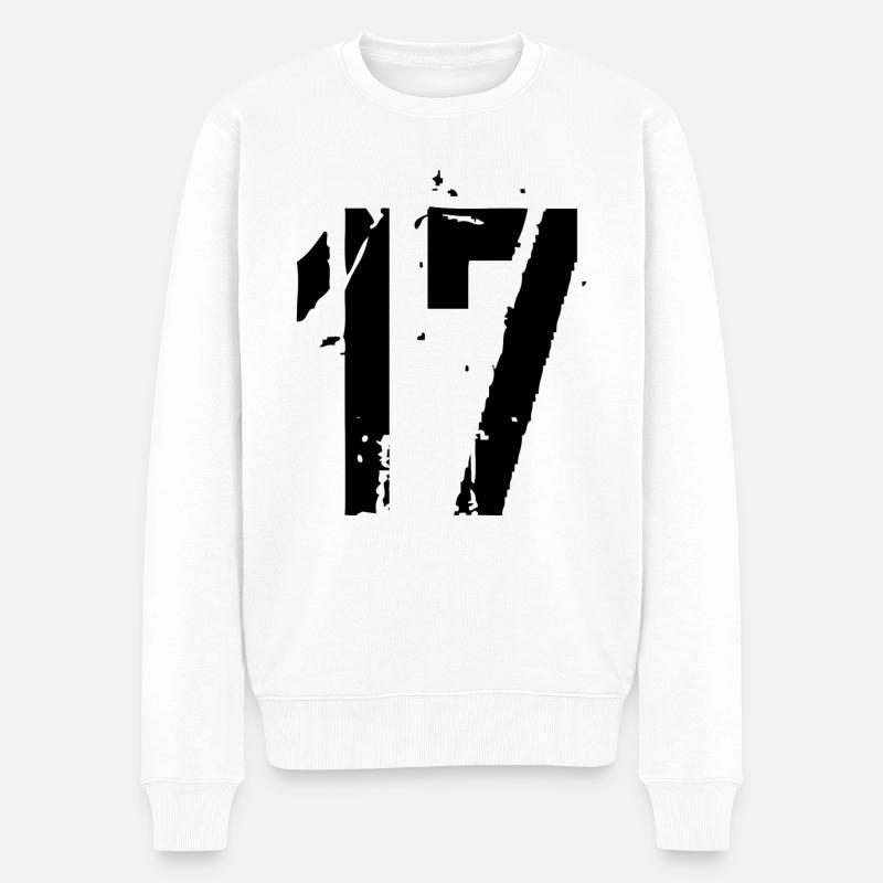 17 Nummer 17 Jahre - Männer Premium Bio Pullover - Weiß