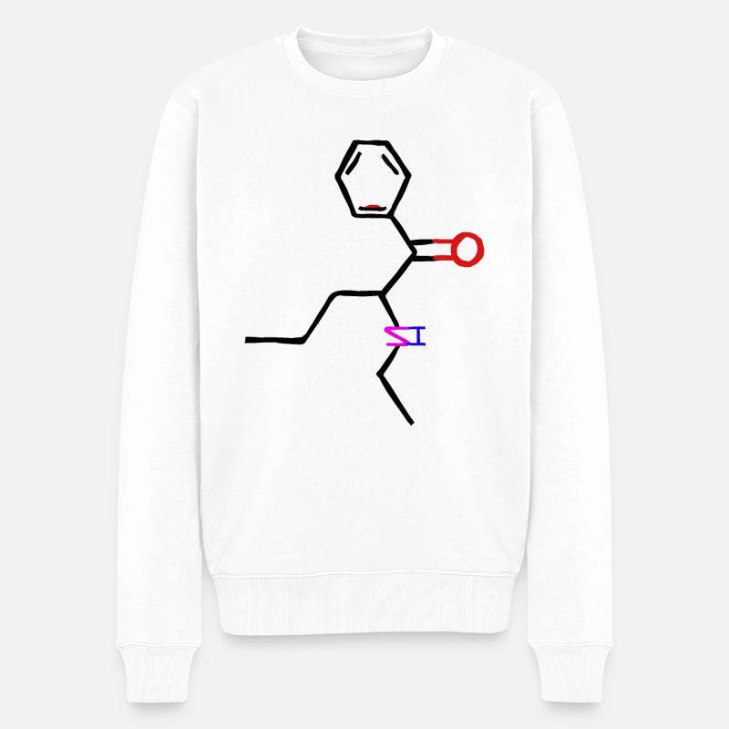 Frau glücklich mit Tattoo und Geschenk. - Männer Premium Bio Pullover - Weiß