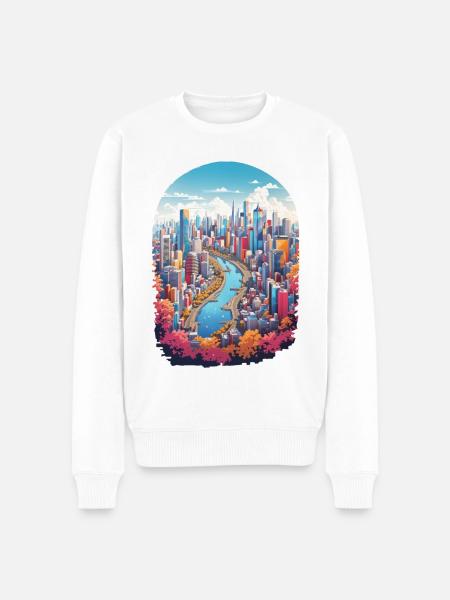 Paysage urbain - Pull Premium bio Homme - blanc