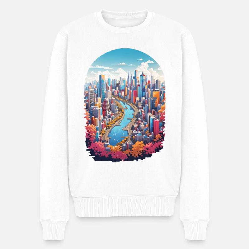 City Landscape - Men's Premium Organic Jumper - white