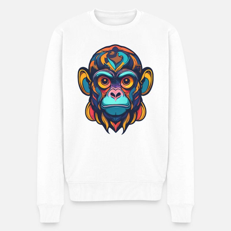 Affe - Männer Premium Bio Pullover - Weiß