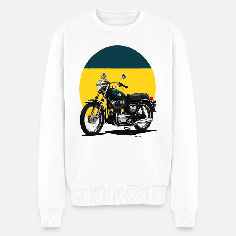 Vintage Motorrad Illustration - Männer Premium Bio Pullover - Weiß