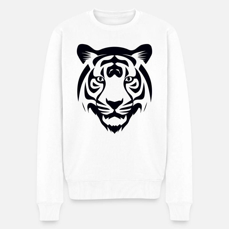 Felin Dschungel-Tigerkopf - Männer Premium Bio Pullover - Weiß