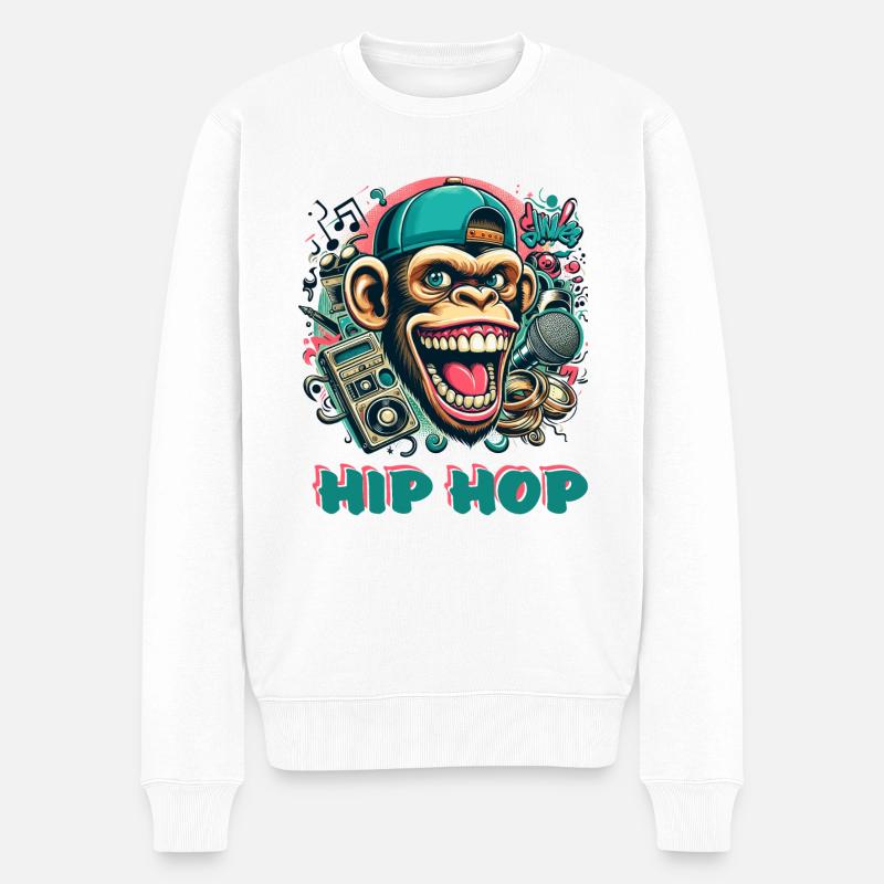 Hip Hop - Männer Premium Bio Pullover - Weiß
