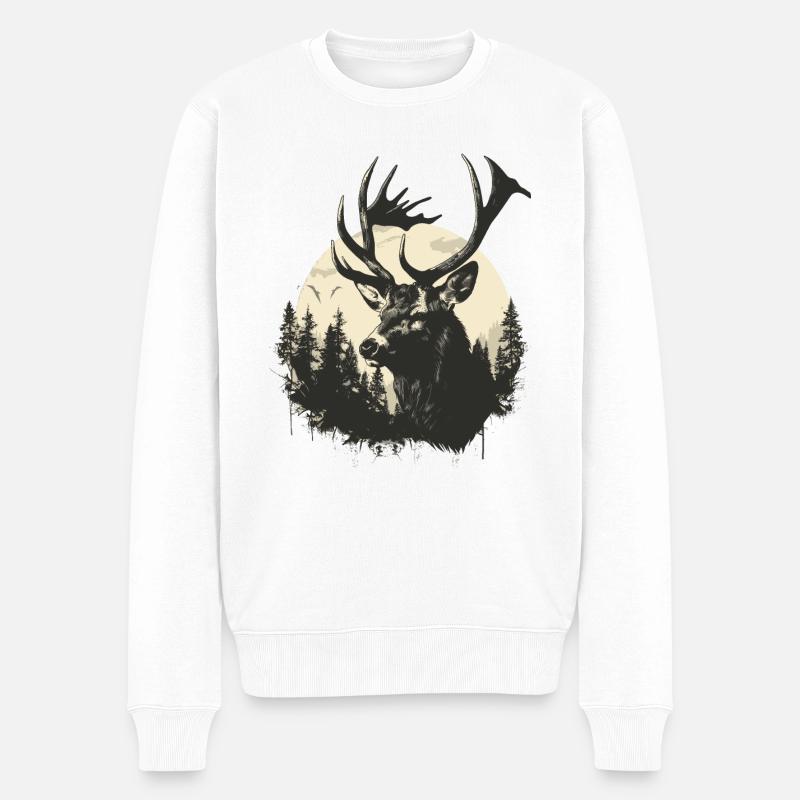 Cerf - Pull Premium bio Homme - blanc